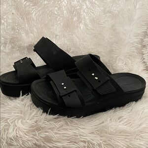 CROCS Black Slide Sandals with Silver Studs